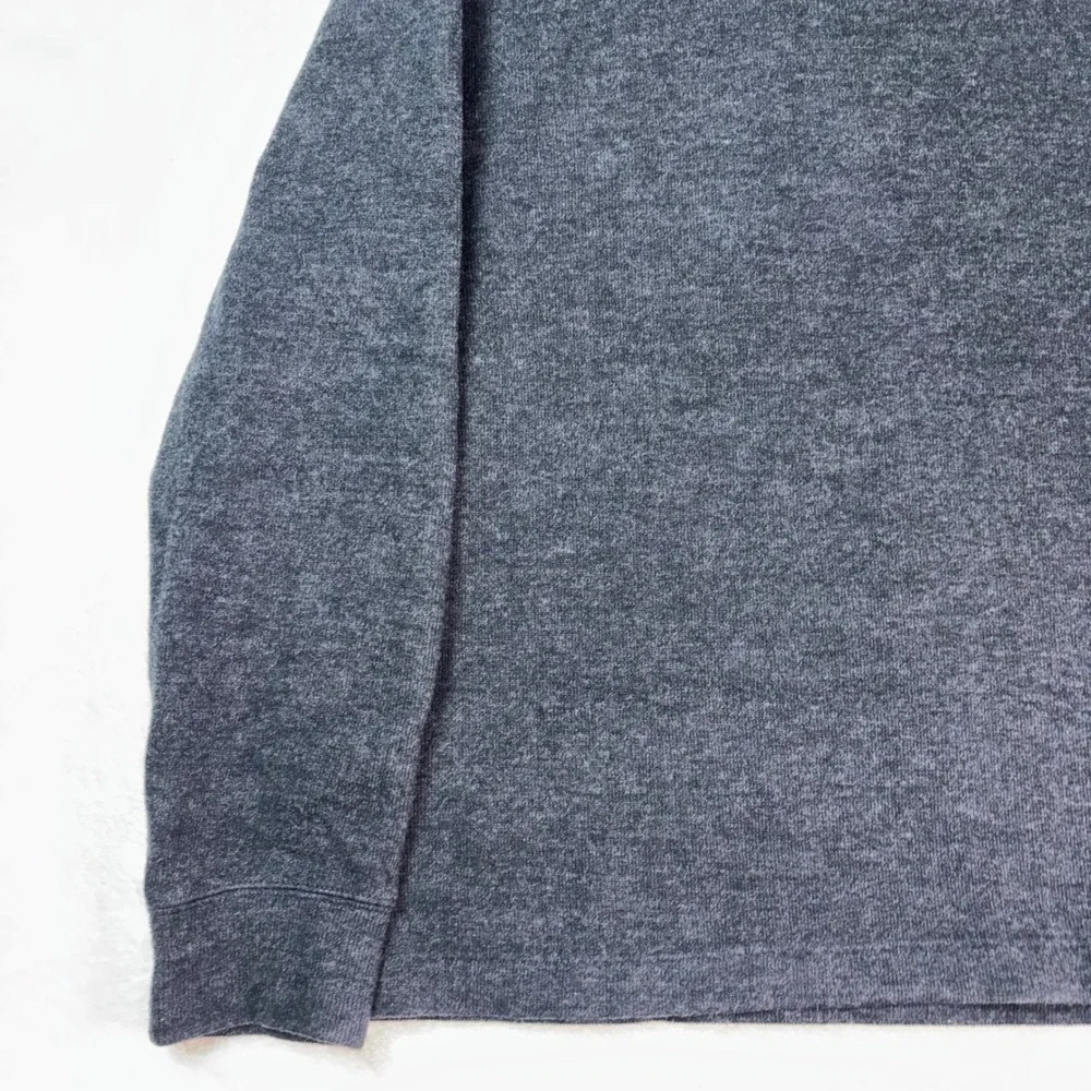 Polo Ralph Lauren Men L Gray 100% Cotton 1/4 Zip Pullover Sweater Turquoise Pony